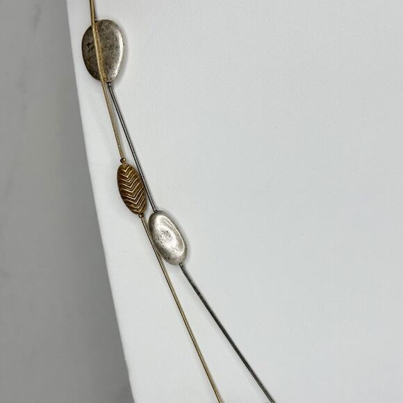 Chico's Double Strand Mixed Metal Station Statement Necklace ✨ - Picture 6 of 10